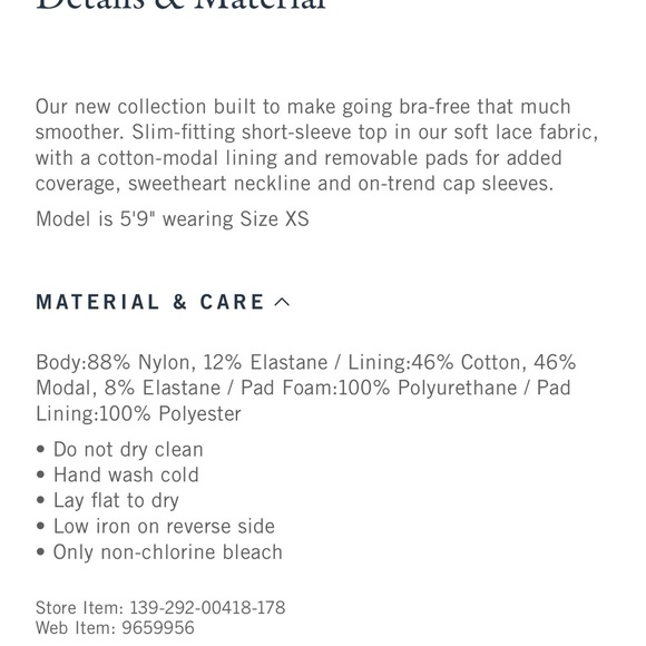 NWT Abercrombie Zoe Bra-Free Lace Top S - Picture 2 of 3